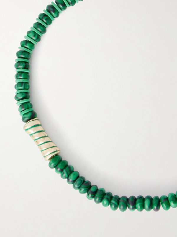 14-Karat Gold Malachite Beaded Bracelet - CU 14-Karat Gold Malachite Beaded Bracelet - CU