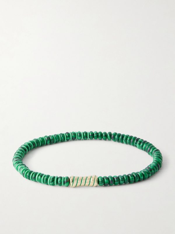14-Karat Gold Malachite Beaded Bracelet 14-Karat Gold Malachite Beaded Bracelet