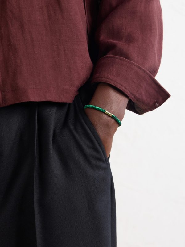 14-Karat Gold Malachite Beaded Bracelet - OU 14-Karat Gold Malachite Beaded Bracelet - OU