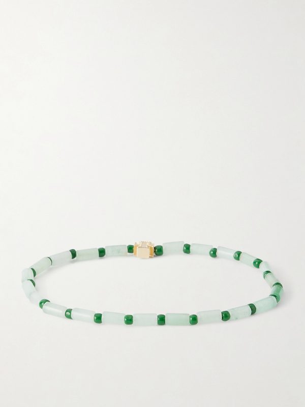 14-Karat Gold Aventurine Beaded Bracelet - BK