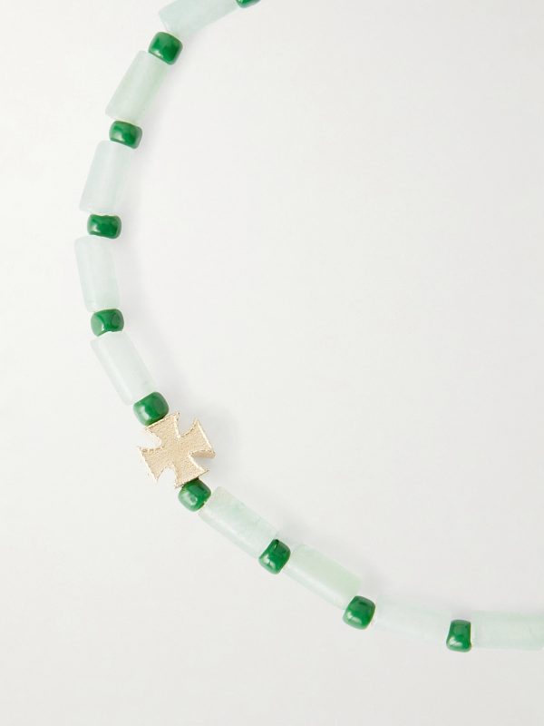 14-Karat Gold Aventurine Beaded Bracelet - CU
