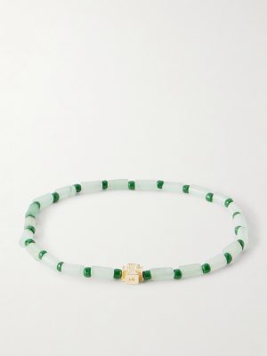 14-Karat Gold Aventurine Beaded Bracelet