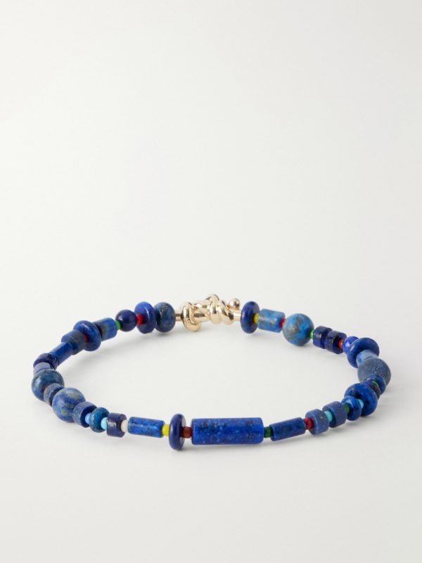 14-Karat Gold Lapis Lazuli Beaded Bracelet - BK 14-Karat Gold Lapis Lazuli Beaded Bracelet - BK
