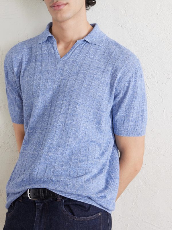 Ribbed Linen and Cotton-Blend Polo Shirt - CU Ribbed Linen and Cotton-Blend Polo Shirt - CU