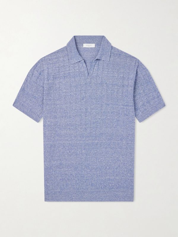 Ribbed Linen and Cotton-Blend Polo Shirt Ribbed Linen and Cotton-Blend Polo Shirt