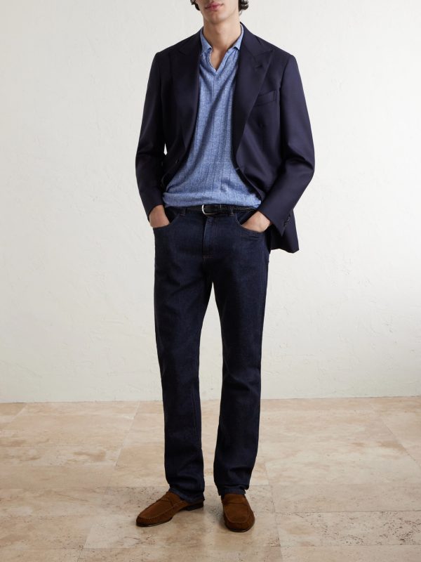 Ribbed Linen and Cotton-Blend Polo Shirt - OU Ribbed Linen and Cotton-Blend Polo Shirt - OU