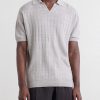 Open-Collar Ribbed Linen and Cotton-Blend Polo Shirt - FR Open-Collar Ribbed Linen and Cotton-Blend Polo Shirt - FR