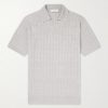 Open-Collar Ribbed Linen and Cotton-Blend Polo Shirt Open-Collar Ribbed Linen and Cotton-Blend Polo Shirt