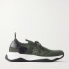 Shadow Logo-Embroidered Leather-Trimmed Stretch-Knit Sneakers Shadow Logo-Embroidered Leather-Trimmed Stretch-Knit Sneakers