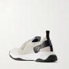 Shadow Logo-Embroidered Leather-Trimmed Stretch-Knit Sneakers - BK Shadow Logo-Embroidered Leather-Trimmed Stretch-Knit Sneakers - BK