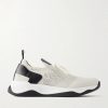 Shadow Logo-Embroidered Leather-Trimmed Stretch-Knit Sneakers Shadow Logo-Embroidered Leather-Trimmed Stretch-Knit Sneakers