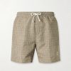 Straight-Leg Mid-Length Printed Shell Swim Shorts