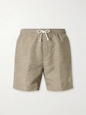 Straight-Leg Mid-Length Printed Shell Swim Shorts Straight-Leg Mid-Length Printed Shell Swim Shorts