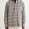 Striped Crinkled Cotton-Blend Shirt - FR Striped Crinkled Cotton-Blend Shirt - FR