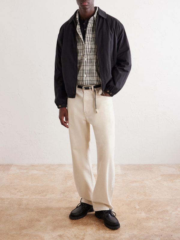 Striped Crinkled Cotton-Blend Shirt - OU Striped Crinkled Cotton-Blend Shirt - OU