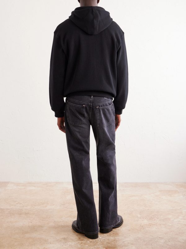 Waffle-Knit Cotton Zip-Up Hoodie - BK Waffle-Knit Cotton Zip-Up Hoodie - BK