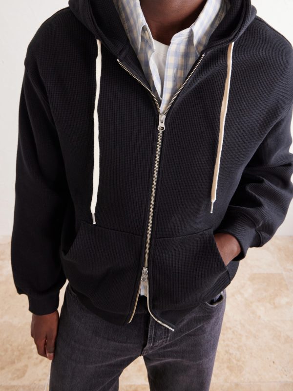 Waffle-Knit Cotton Zip-Up Hoodie - CU Waffle-Knit Cotton Zip-Up Hoodie - CU