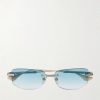 Trysim.75 Square-Frame Gold and Silver-Tone Titanium Sunglasses Trysim.75 Square-Frame Gold and Silver-Tone Titanium Sunglasses