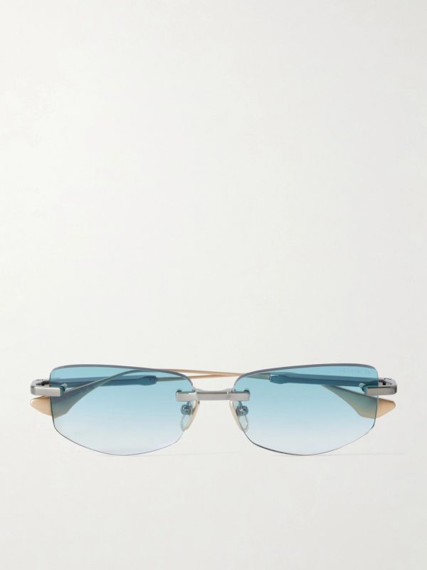 Trysim.75 Square-Frame Gold and Silver-Tone Titanium Sunglasses Trysim.75 Square-Frame Gold and Silver-Tone Titanium Sunglasses