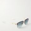 Hyperlux-2000 Square-Frame Gold-Tone Titanium Sunglasses - FR