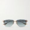Hyperlux-2000 Square-Frame Gold-Tone Titanium Sunglasses