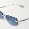 Trysim.75 Square-Frame Silver-Tone Titanium Sunglasses - CU Trysim.75 Square-Frame Silver-Tone Titanium Sunglasses - CU
