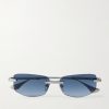 Trysim.75 Square-Frame Silver-Tone Titanium Sunglasses Trysim.75 Square-Frame Silver-Tone Titanium Sunglasses