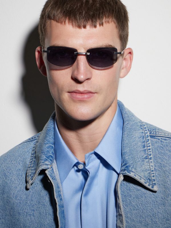 Trysim.75 Square-Frame Silver-Tone Titanium Sunglasses - OU Trysim.75 Square-Frame Silver-Tone Titanium Sunglasses - OU