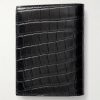 Tiny Cassandre Logo-Appliquéd Croc-Effect Leather Bifold Wallet - BK Tiny Cassandre Logo-Appliquéd Croc-Effect Leather Bifold Wallet - BK