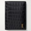 Tiny Cassandre Logo-Appliquéd Croc-Effect Leather Bifold Wallet Tiny Cassandre Logo-Appliquéd Croc-Effect Leather Bifold Wallet