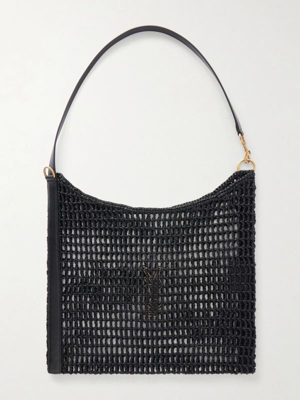 Oxalis Leather-Trimmed Raffia Tote Bag - BK