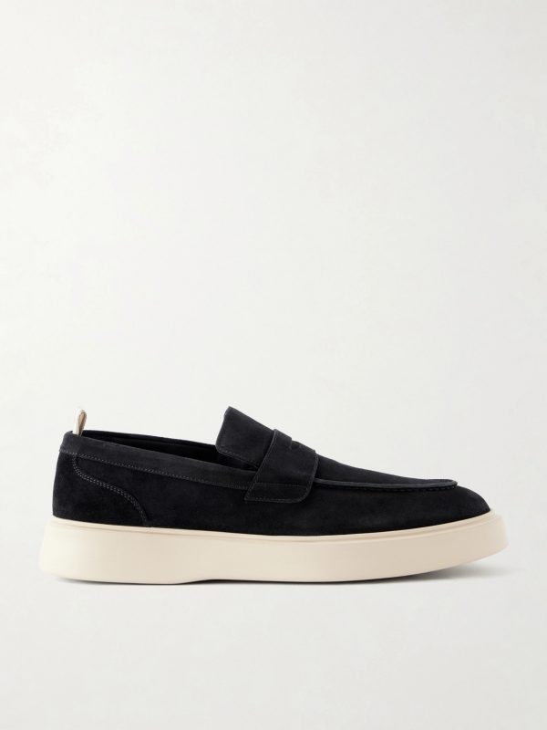 Frame 001 Suede Penny Loafers Frame 001 Suede Penny Loafers