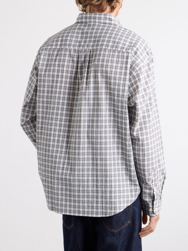 Executive Checked Cotton-Blend Poplin Shirt - BK Executive Checked Cotton-Blend Poplin Shirt - BK