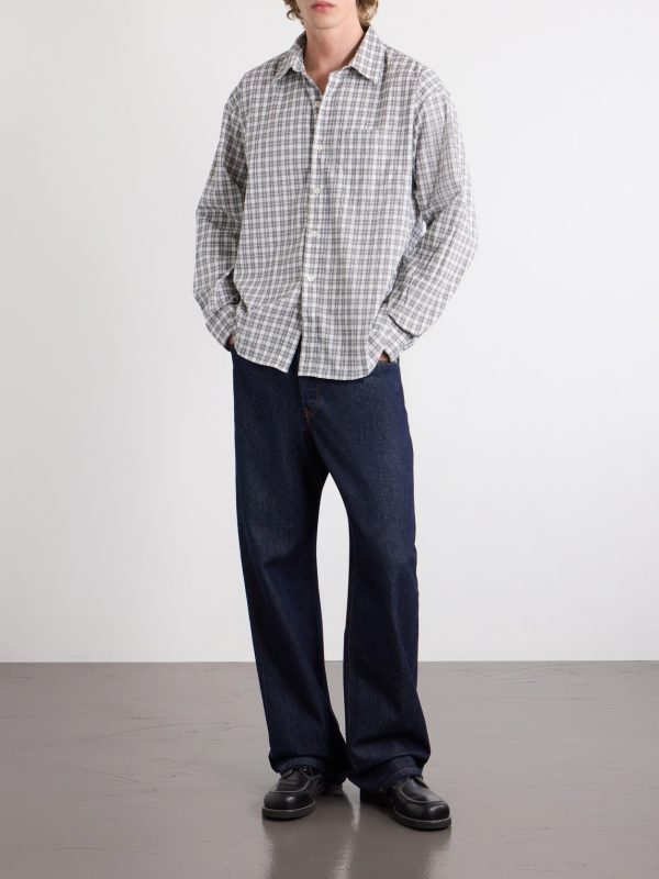 Executive Checked Cotton-Blend Poplin Shirt - OU Executive Checked Cotton-Blend Poplin Shirt - OU