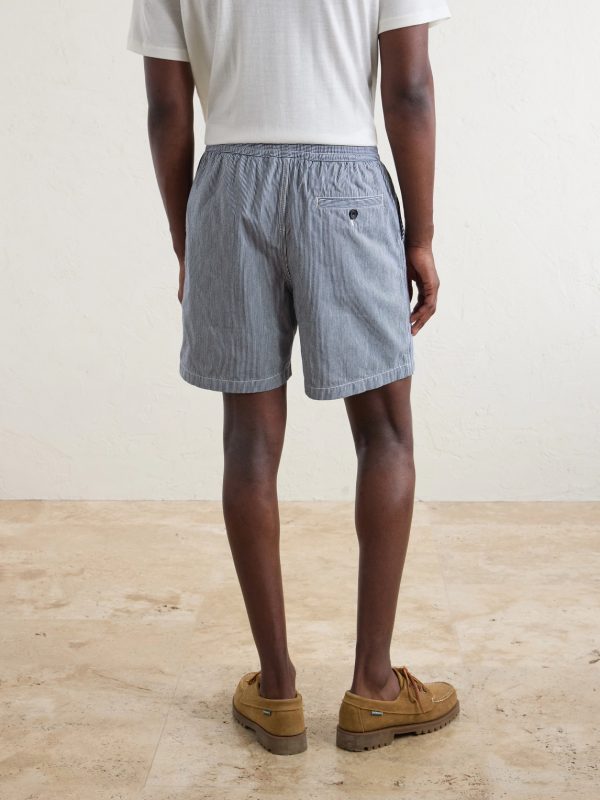 Straight-Leg Striped Cotton Drawstring Shorts - BK Straight-Leg Striped Cotton Drawstring Shorts - BK