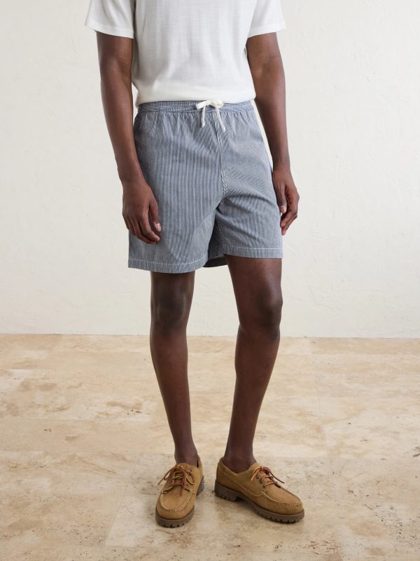 Straight-Leg Striped Cotton Drawstring Shorts - FR Straight-Leg Striped Cotton Drawstring Shorts - FR