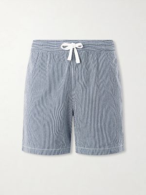 Straight-Leg Striped Cotton Drawstring Shorts