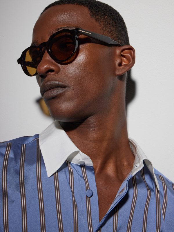 Thomas-02 Round-Frame Acetate Sunglasses - BK Thomas-02 Round-Frame Acetate Sunglasses - BK