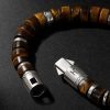 Heishi Sterling Silver Tiger Eye Beaded Bracelet - BK