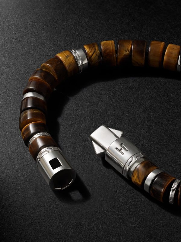 Heishi Sterling Silver Tiger Eye Beaded Bracelet - BK