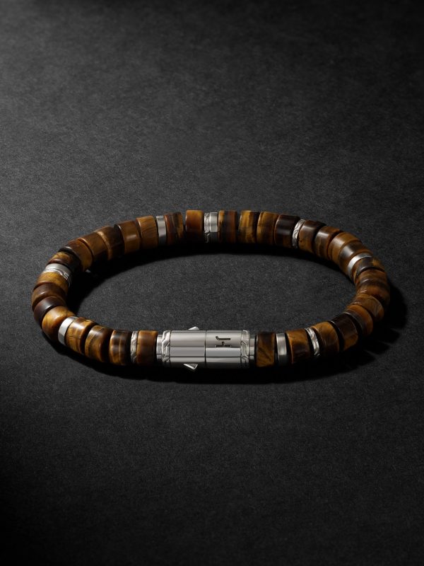 Heishi Sterling Silver Tiger Eye Beaded Bracelet