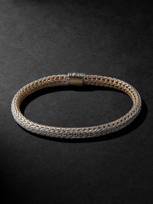 Icon Reversible 14-Karat Gold and Sterling Silver Bracelet