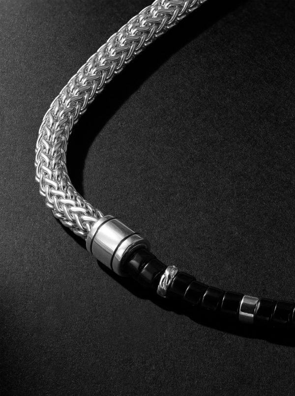 Heishi Sterling Silver and Onyx Beaded Bracelet - CU