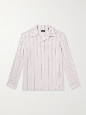 Striped Camp-Collar Silk Shirt Striped Camp-Collar Silk Shirt