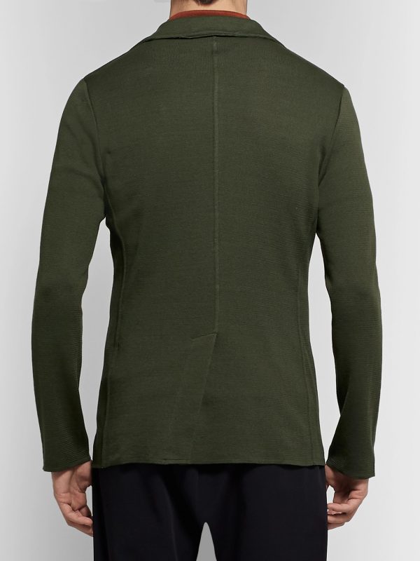 Dark-Green Slim-Fit Unstructured Cotton Blazer - BK Dark-Green Slim-Fit Unstructured Cotton Blazer - BK