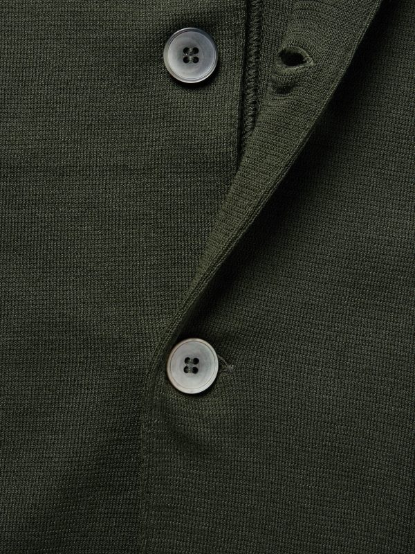 Dark-Green Slim-Fit Unstructured Cotton Blazer - E2 Dark-Green Slim-Fit Unstructured Cotton Blazer - E2
