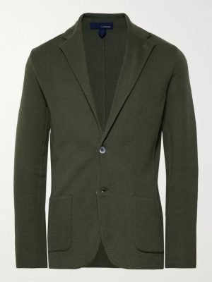 Dark-Green Slim-Fit Unstructured Cotton Blazer