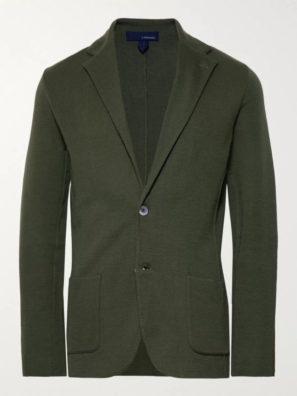 Dark-Green Slim-Fit Unstructured Cotton Blazer Dark-Green Slim-Fit Unstructured Cotton Blazer
