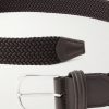 3.5cm Leather-Trimmed Woven Elastic Belt - E1
