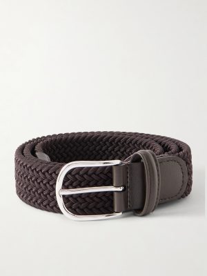 3.5cm Leather-Trimmed Woven Elastic Belt 3.5cm Leather-Trimmed Woven Elastic Belt